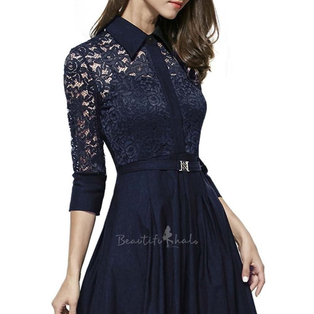 Miusol Vintage Lace Party Dress in Black Size L